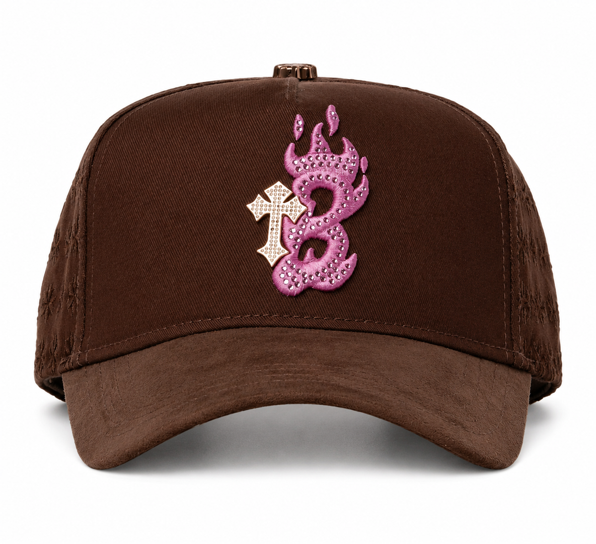 Gorra Barbas Hats B Cross café rosa