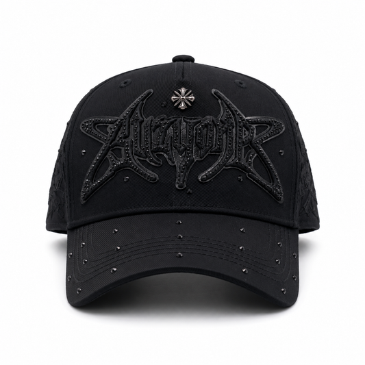 Gorra Baez x 31 Hats Buzy One Total Black con logo en relieve y mini studs metálicos