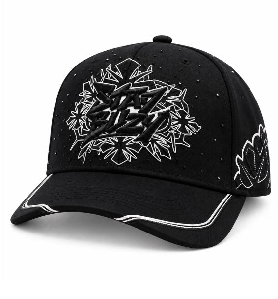 Gorra Baez Buzy Ztar negra con gráfico Stay Buzy y estrella bordados al frente