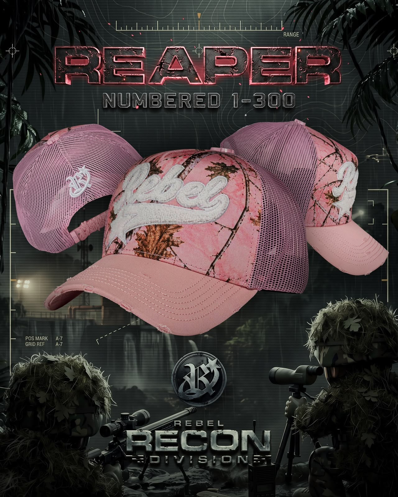 Gorra Rebel Reaper Rosa Camo detalle