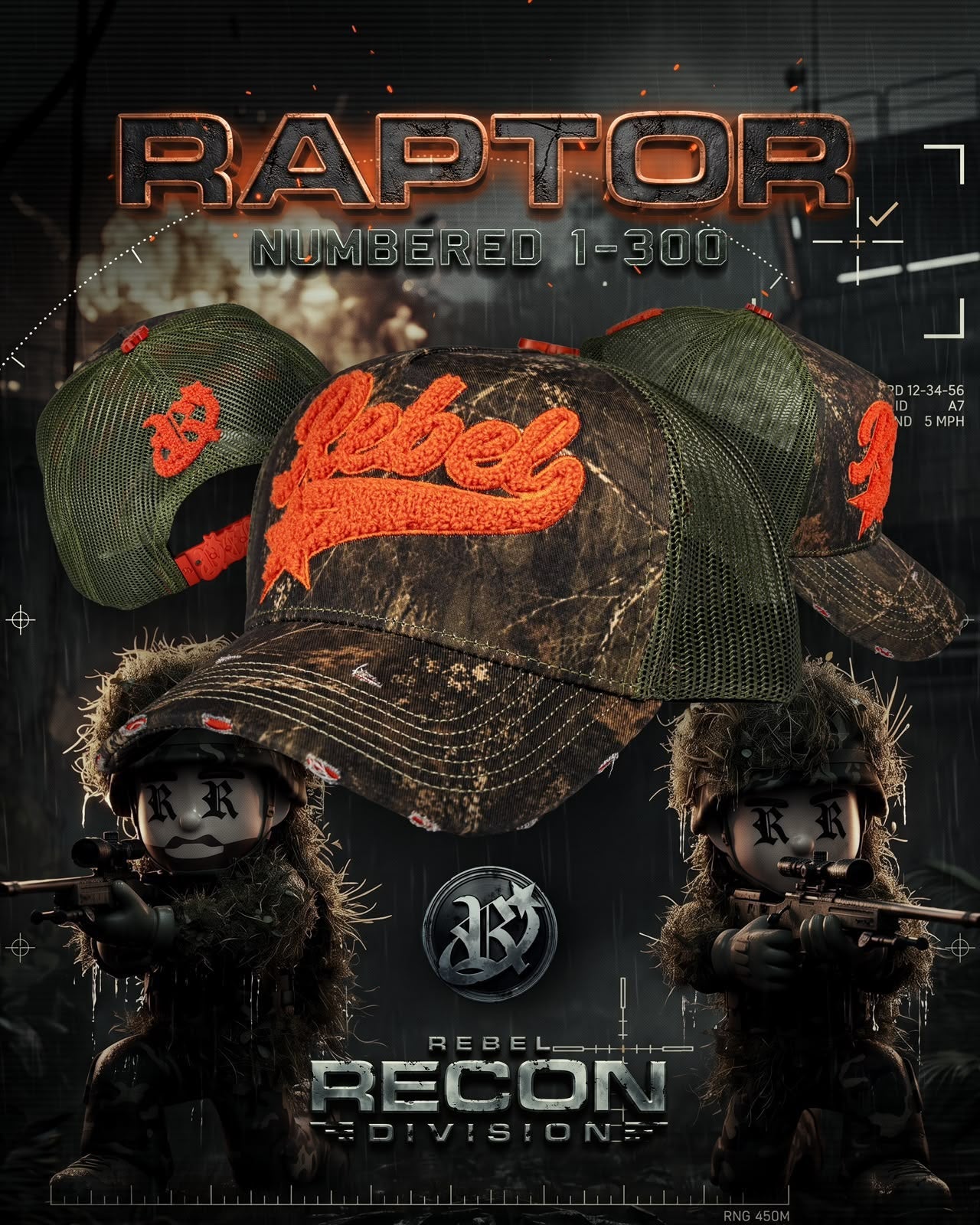 Gorra Rebel Raptor Camo Verde detalle